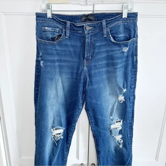 Flying Monkey High Rise Ripped Cuffed Stretch Skinny Jeans Size 30 - Picture 7 of 14